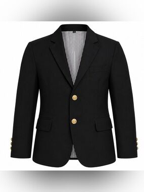 Boys Size 6 Black Formal Blazer Gold Button Dress Jacket